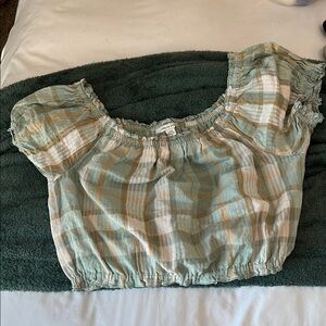 Madewell Plaid Puff Sleeve Top